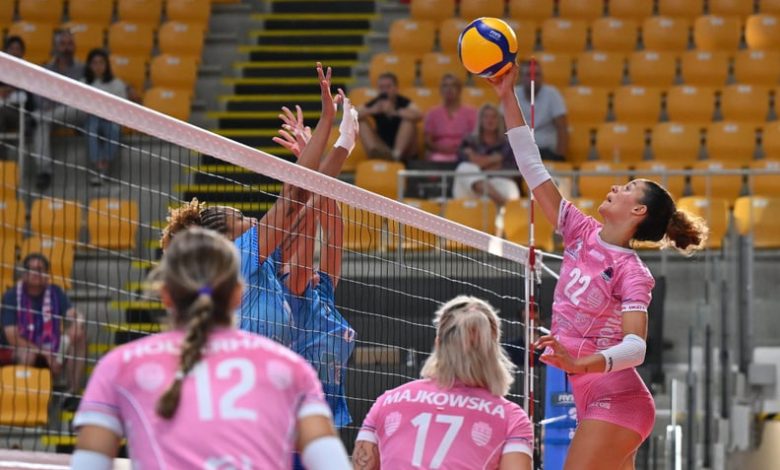 Raquel Lazaro of Beziers Volley is in action during day 3 of the CEV Volleyball Challenge Cup 2025 Women - Prequalification Round WEVZA CUP between Bezier VB and CV Kiele Socuellamos at the Palazzetto dello Sport in Rome, Italy, on September 20, 2024. (Ph