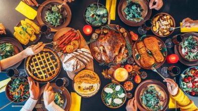 Directly above shot of table with roasted turkey on it.