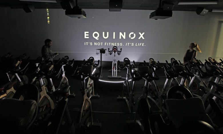 The view of the large studio cycling room at the new New York-based Equinox at River Oaks District, 4444 Westheimer Road, fitness club has opened its first Houston location, Tuesday, Dec. 8, 2015, in Houston.  Equinox is considered to be a leader in the f